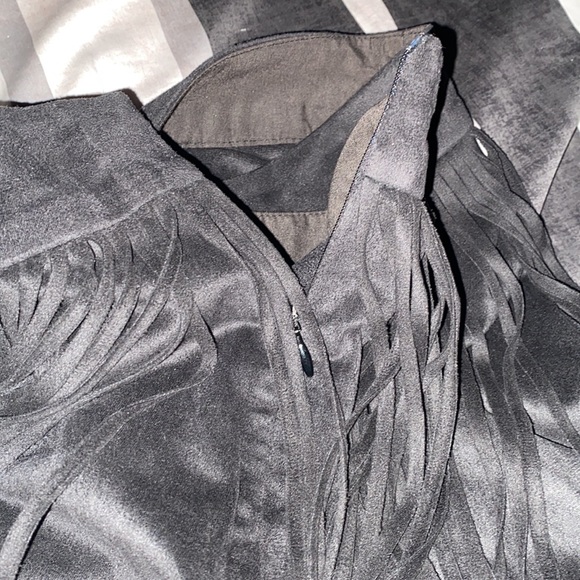 Zara Suede Black Fringe Mini Skirt Size S - Picture 7 of 10